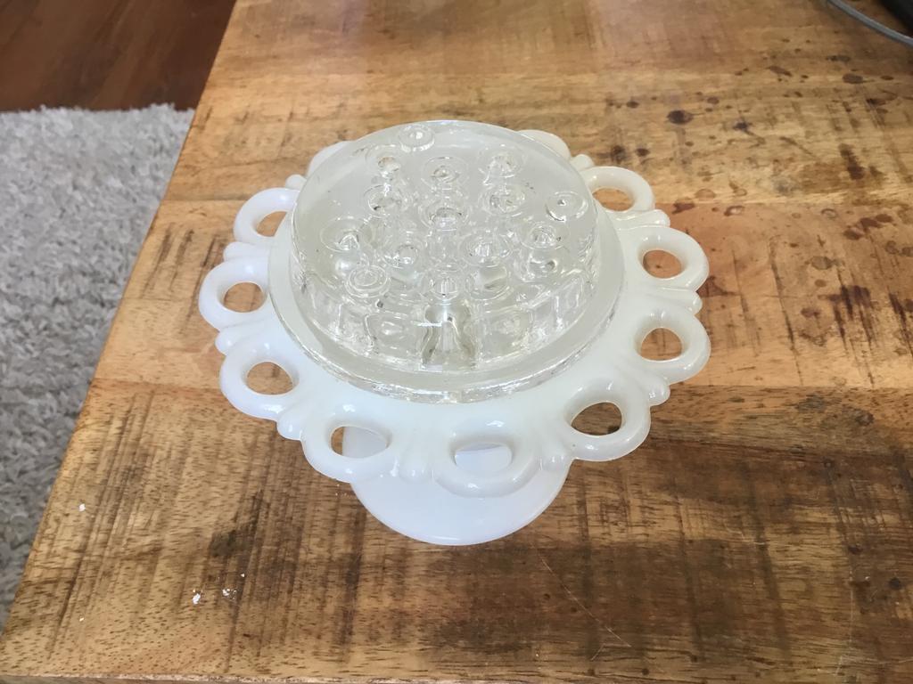 Vintage  retro bloemensteker melkglas, Verzamelen, Retro, Ophalen of Verzenden