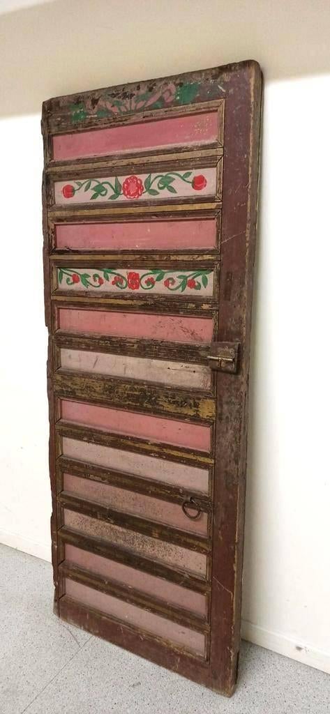 Vintage Marokkaanse deur, 177 cm x 71,5 cm, Ophalen, Meerkleurig, Tweedehands, Hout