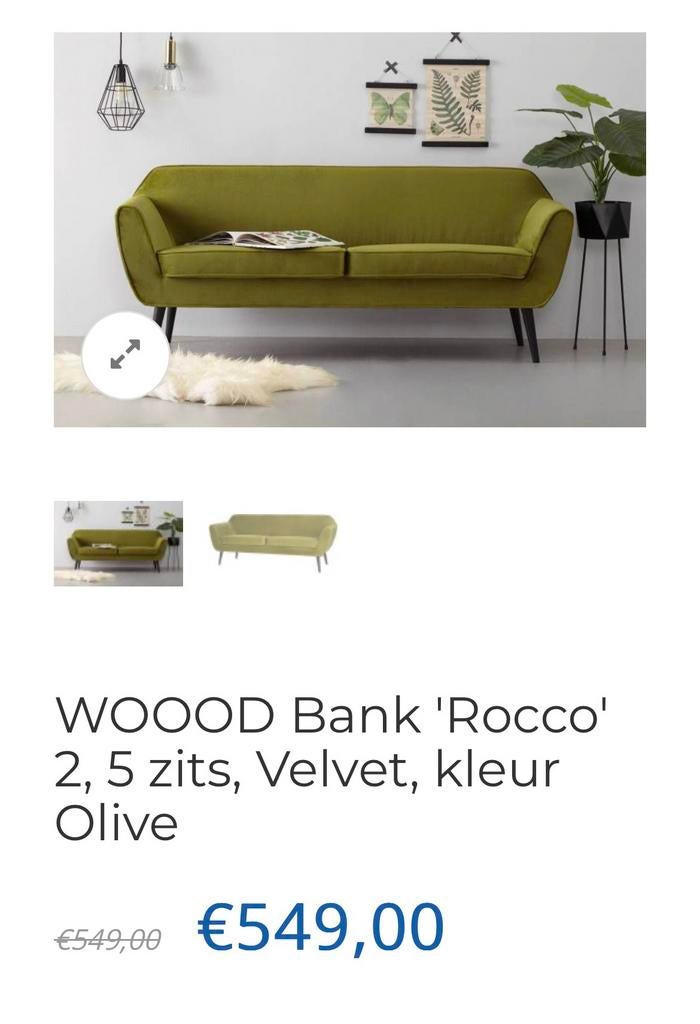 Woood 2,5 zits bank Rocco, Huis en Inrichting, Ophalen, Gebruikt, 150 tot 200 cm, Tweepersoons