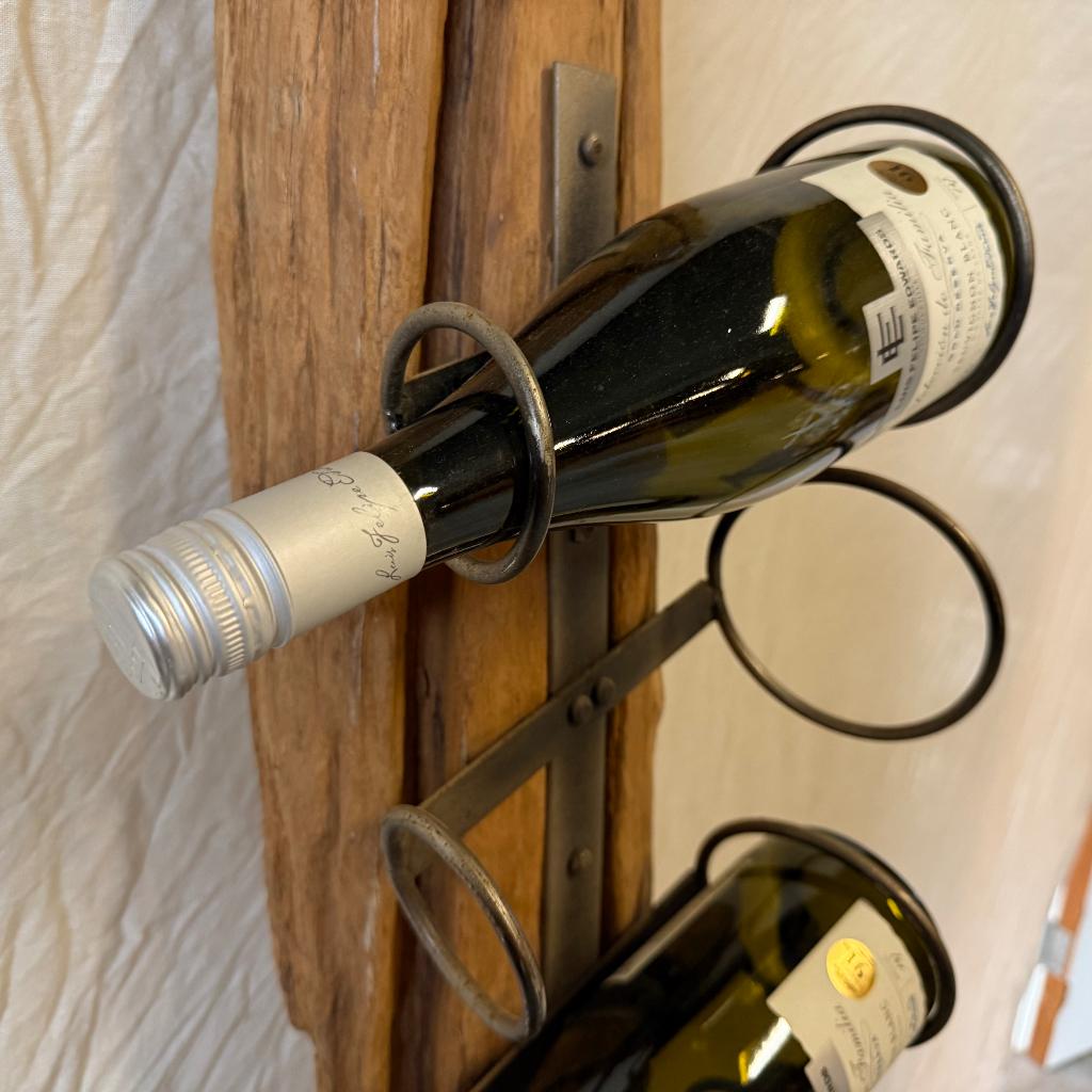 Wijnrek – teak / metaal – voor 8 flessen – TTM Wonen, TTM Wonen, Meubels – (Perzische) Tapijten en Woonaccessoires, 5 tot 15 flessen