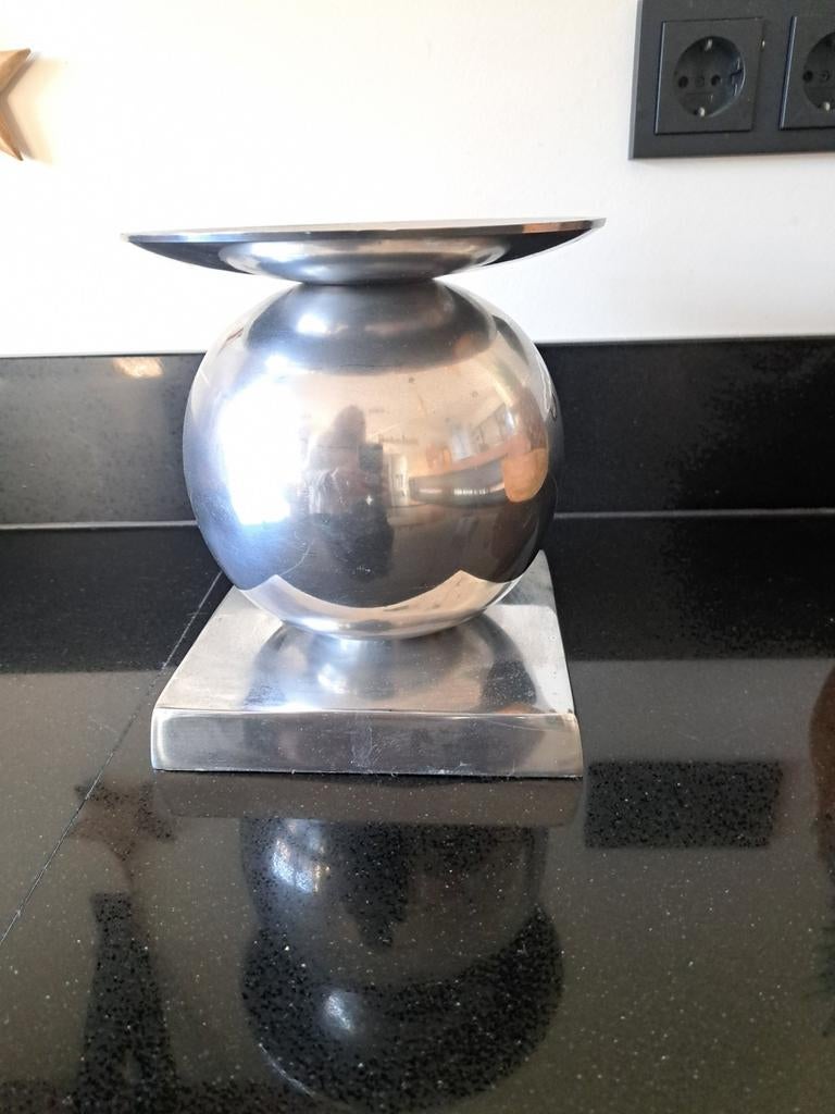 Grote Aluminium Kaarsenstandaard - Modern Design, Gebruikt, Ophalen of Verzenden, Metaal, Kaars