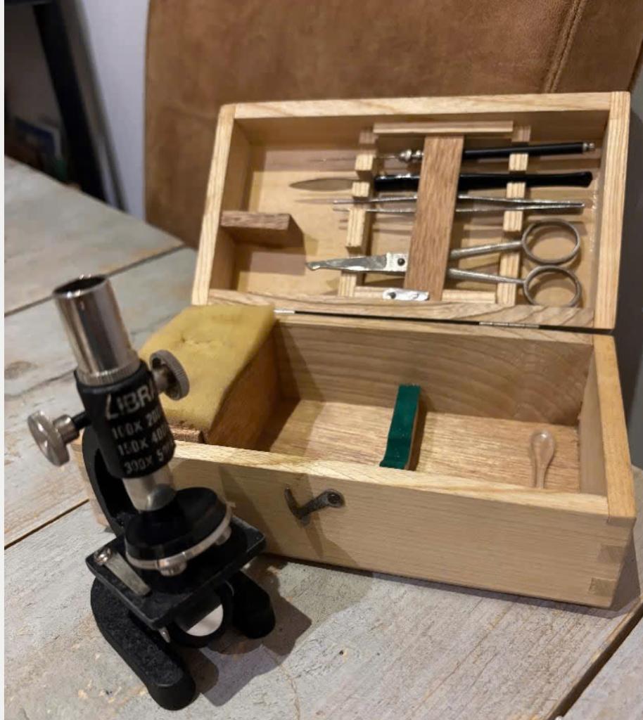 Vintage microscoop van Libra in houten kistje, Ophalen of Verzenden, Gebruikt, Minder dan 400x