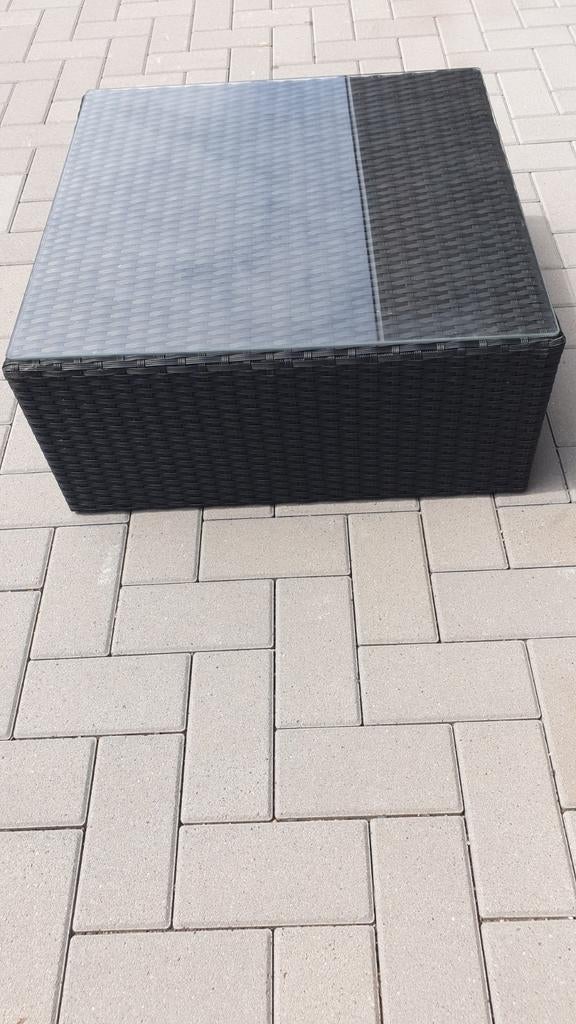 Zwarte hocker 65x65cm met glasplaat, Ophalen, Zo goed als nieuw