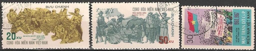 Vietnam 3 verschillende O. ADV. no.114 IJ., Verzenden, Gestempeld, Zuidoost-Azië