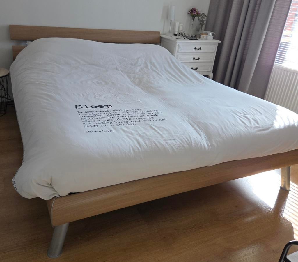 Elektrische verstelbaar 2 persoons bed - lattenbodem, Huis en Inrichting, Slaapkamer | Bedden, Ophalen, Bruin, Tweepersoons, 200 cm