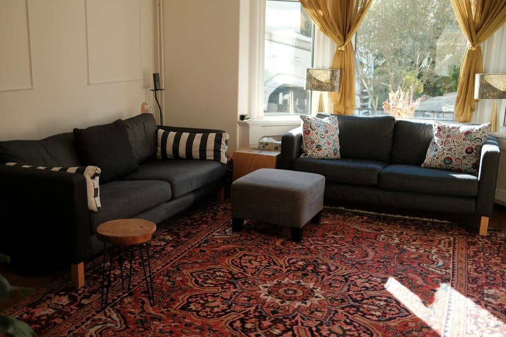 IKEA Karlstad bankstel 3-zits + 2-zits + poef, Ophalen, Zo goed als nieuw