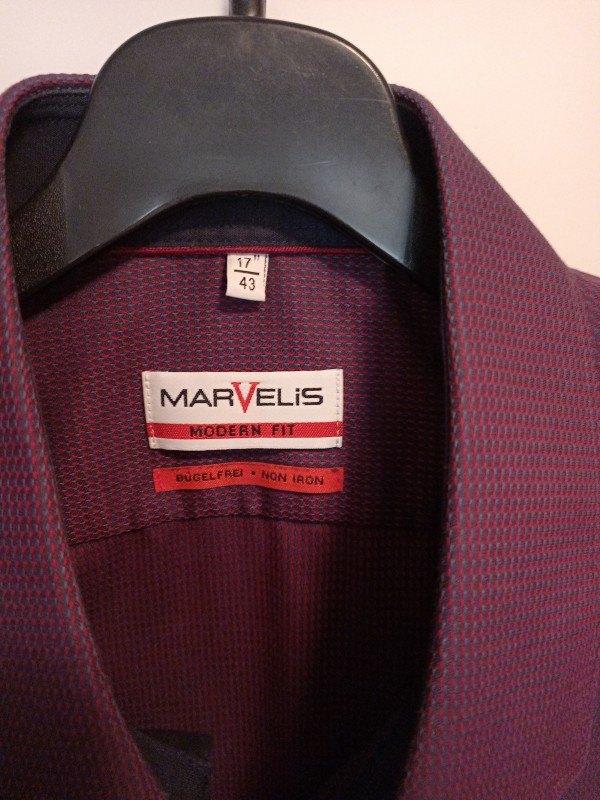 MARVELIS shirt rood - Extra lange mouw - Mt 43 - strijkvrij, Kleding | Heren, Overhemden, Marvelis, Verzenden, Zo goed als nieuw