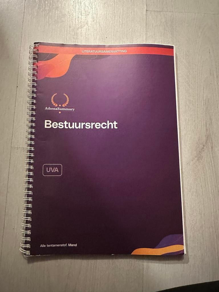 Athena Samenvatting Bestuursrecht + Bestuursprocesrecht UVA, Ophalen of Verzenden, Gamma, Zo goed als nieuw, WO