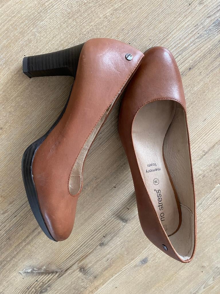 Pump cognac No stress 39, Pumps, Bruin, No stress, Ophalen of Verzenden