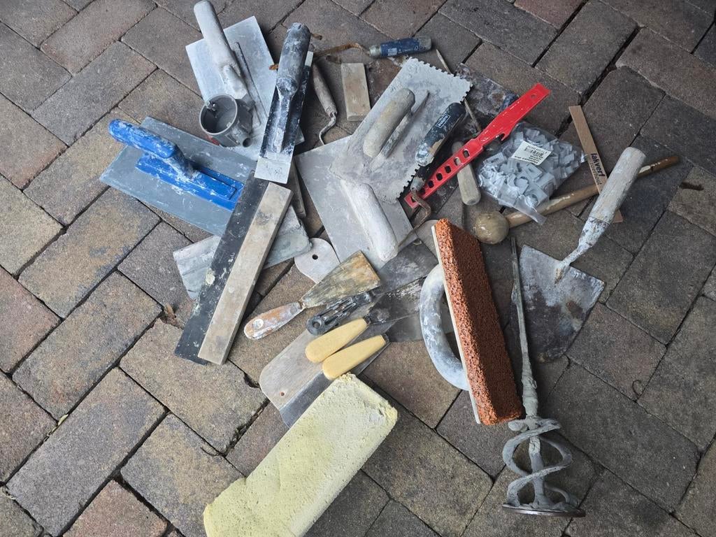 Grote partij diverse stukadoorsgereedschap, Doe-het-zelf en Verbouw, Gereedschap | Handgereedschap, Ophalen of Verzenden, Gebruikt