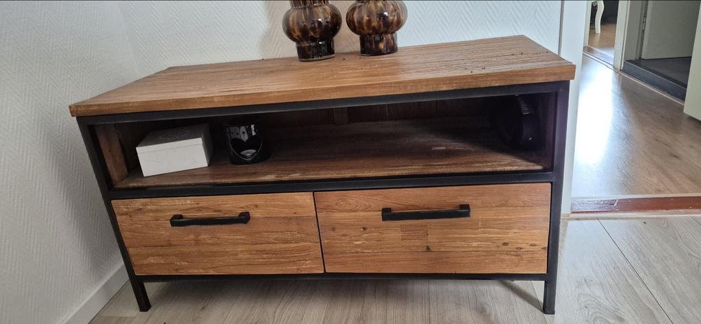 Romaro TV meubel en salontafel set - Massief hout, Ophalen, Gebruikt, 100 tot 150 cm, Minder dan 100 cm