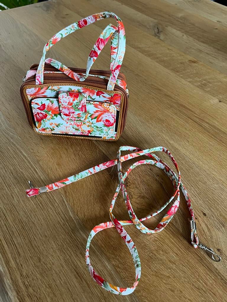 Bloemenprint portemonnee met afneembare schouderband, Ophalen of Verzenden, Zo goed als nieuw, Overige kleuren, Overige merken