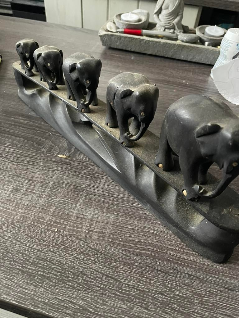 Ebbenhouten olifanten familie, Ophalen of Verzenden