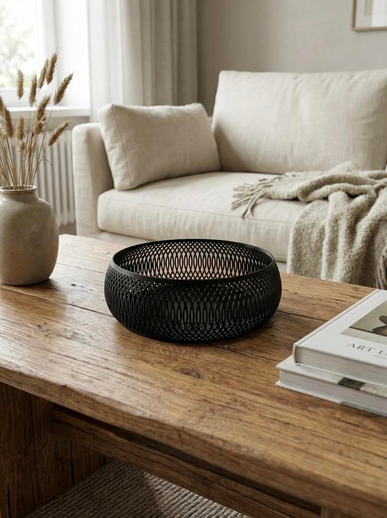 Decoratieve Spiraal Lattice Schaal - Zwart Metaal, Overige materialen, Schaal, Rond, Nieuw