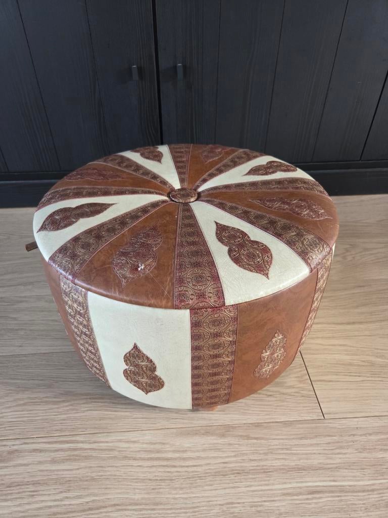 Marokkaanse poef met opbergruimte, Huis en Inrichting, Minder dan 50 cm, Gebruikt, Rond, Minder dan 50 cm