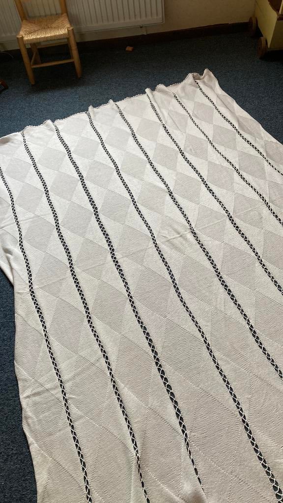 Gebreide katoenen sprei wit, Huis en Inrichting, Wit, Overige typen, Tweepersoons, Ophalen of Verzenden