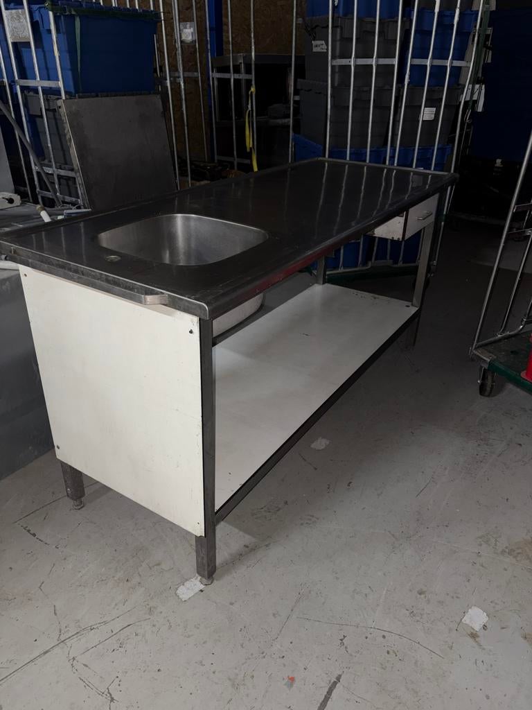 RVS spoeltafel met RVS frame, Ophalen, Gebruikt