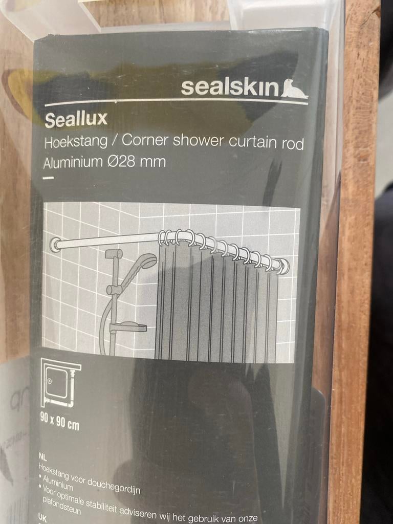 Sealskin douchegordijnstang, plafondsteun en ringen, Ophalen of Verzenden, Nieuw, Overige kleuren, Overige typen