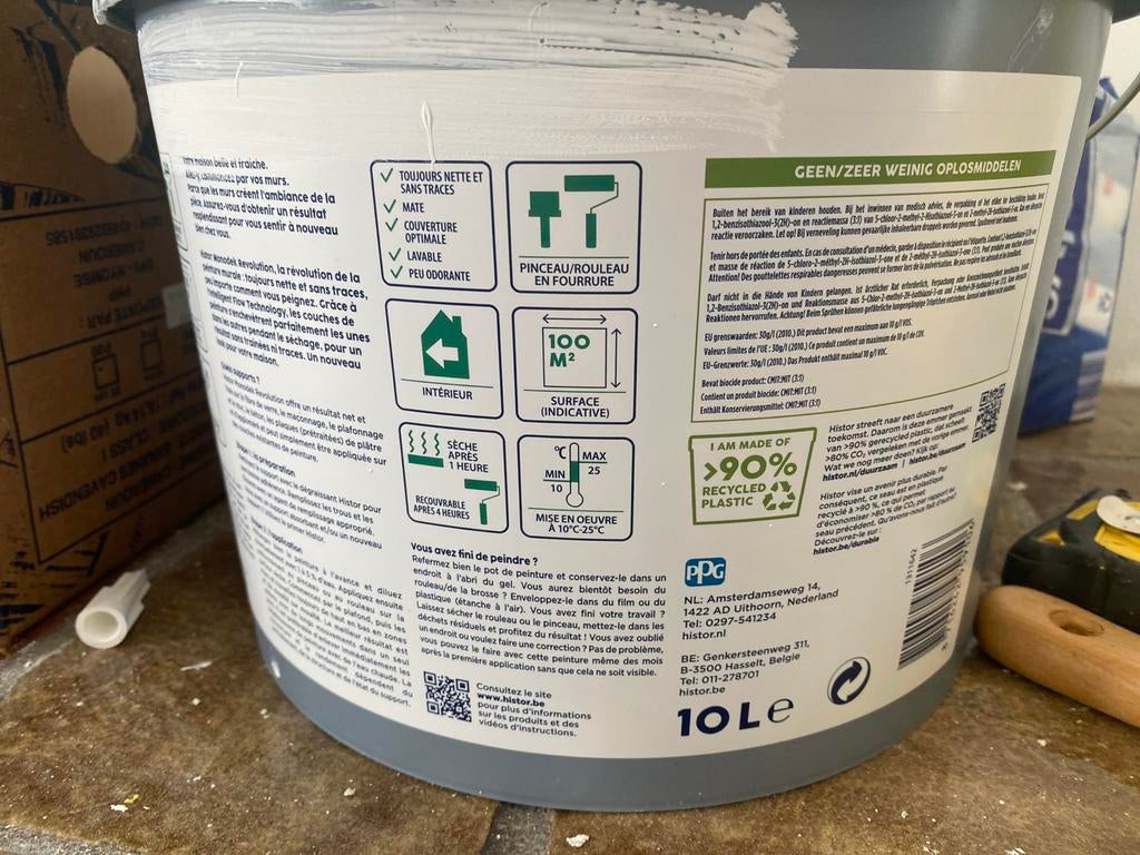 Histor Monodek Revolution RAL 9016 Muurverf - Nieuw in doos, Doe-het-zelf en Verbouw, Verf, Beits en Lak, Nieuw, Verf, 20 liter of meer