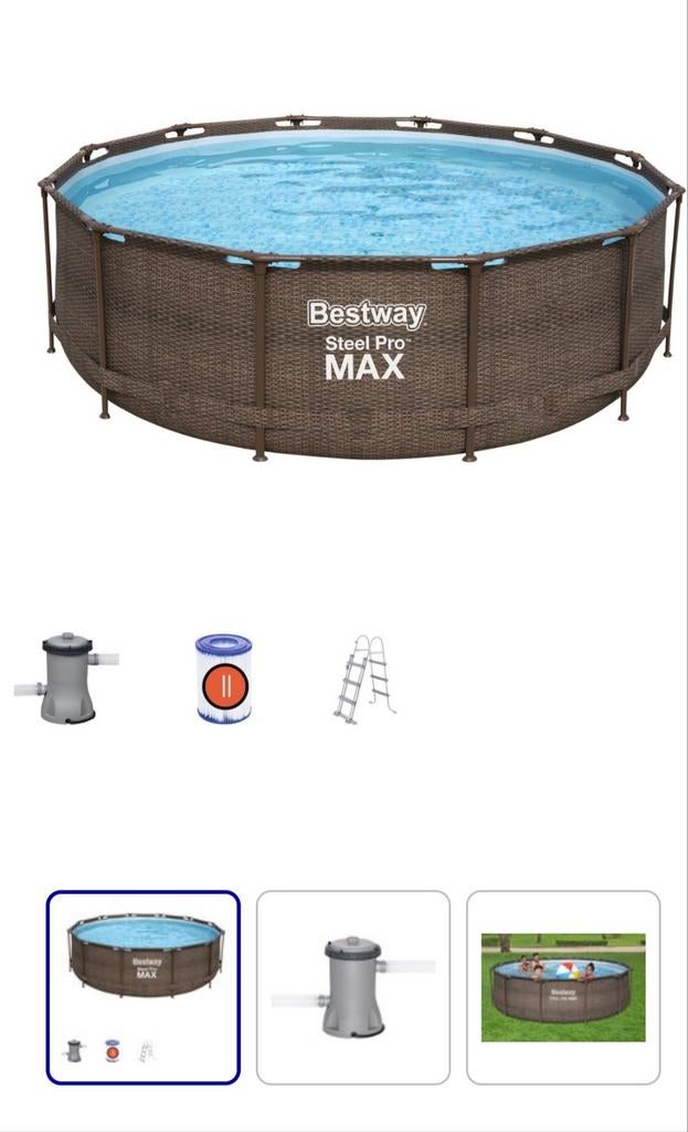 Bestway zwembad steel pro max, 3.66m, Tuin en Terras, Zwembaden, Minder dan 80 cm, Rond, 300 cm of meer, Ophalen of Verzenden