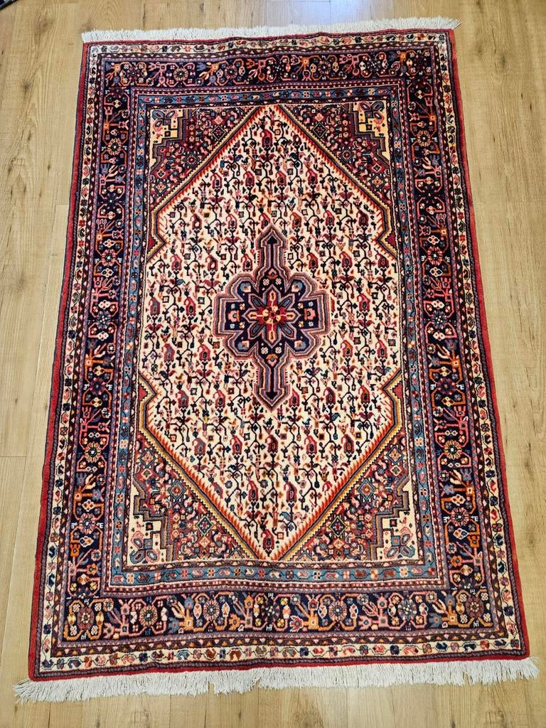 Handgeknoopt perzisch tapijt sarough 178x111, Info@SlatsAntiek.nl, Crème, 100 tot 150 cm, Perzisch