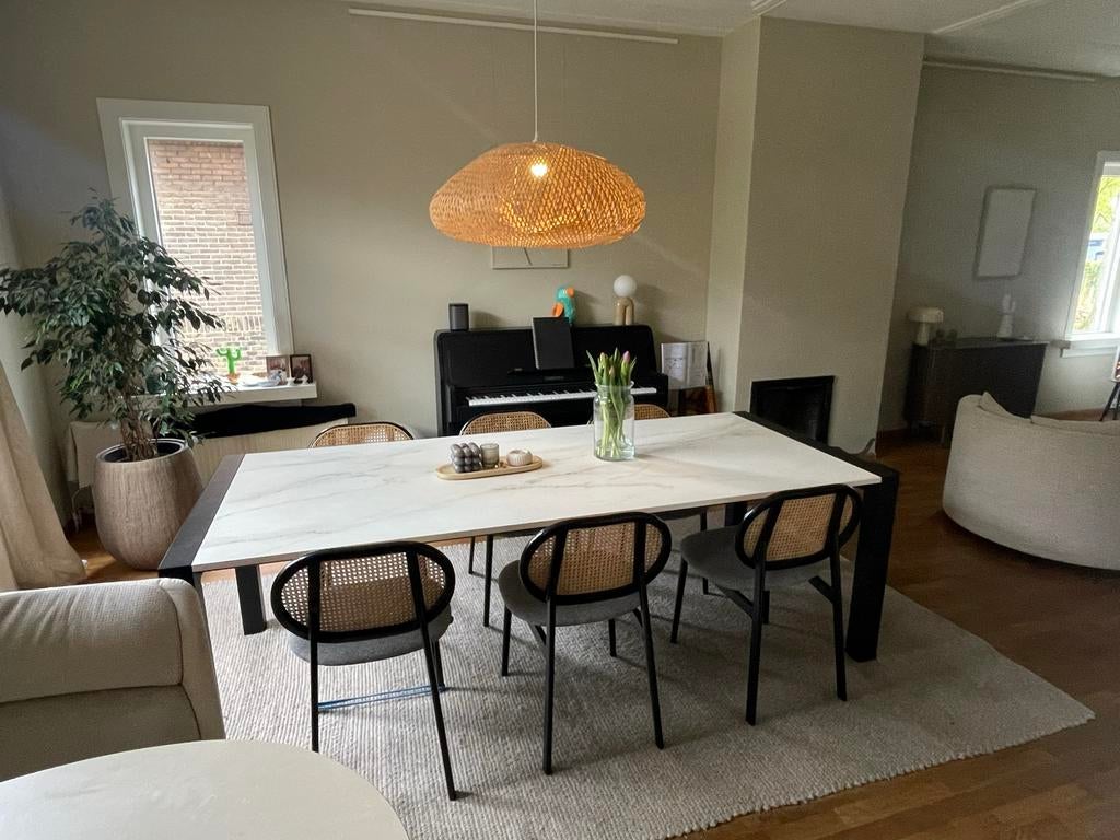 Composieten eettafel met 6 stoelen (Zen lifestyle), Overige materialen, Gebruikt, Vijf personen of meer, 150 tot 200 cm