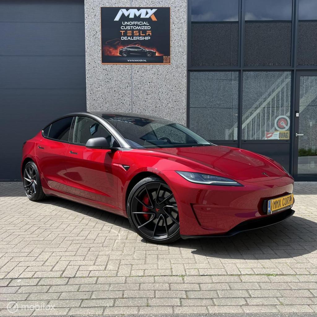 Tesla Model 3 HIGHLAND Performance + IAP, Auto's, Tesla, Automaat, Gebruikt, Zwart, Leder