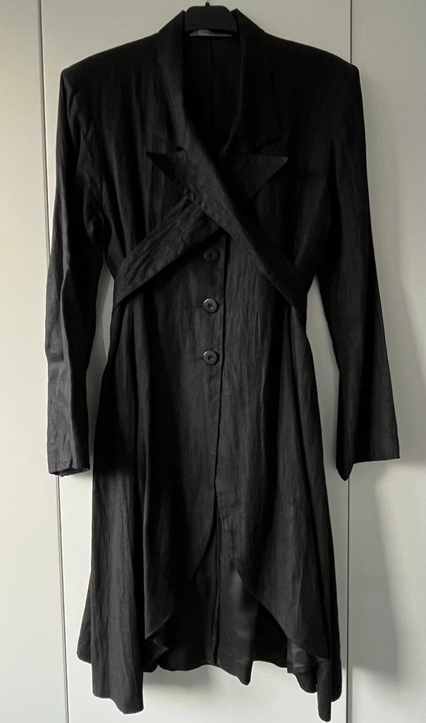 Nieuwe zwarte linnen jas Cora Kemperman, maat XL, Ophalen of Verzenden, Nieuw, Maat 46/48 (XL) of groter, Zwart