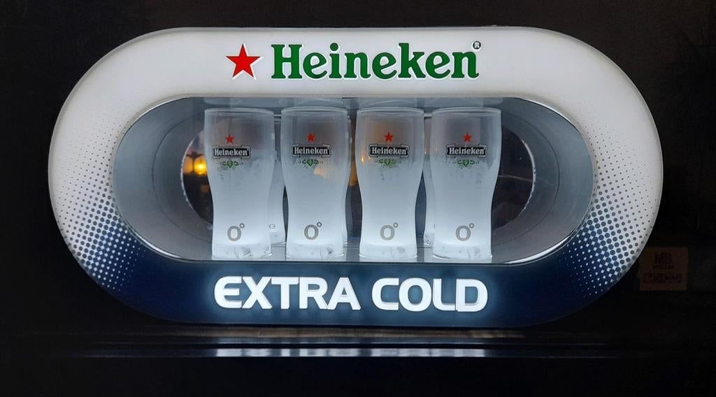 Heineken Extra Cold Lichtbak, Ophalen of Verzenden, Gebruikt, Reclamebord, Plaat of Schild, Heineken
