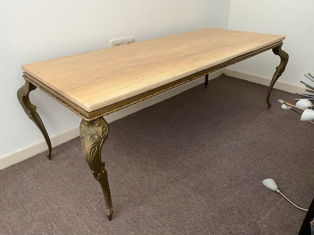 Vintage salontafel met marmeren blad, Ophalen, Overige materialen, Gebruikt, 100 tot 150 cm