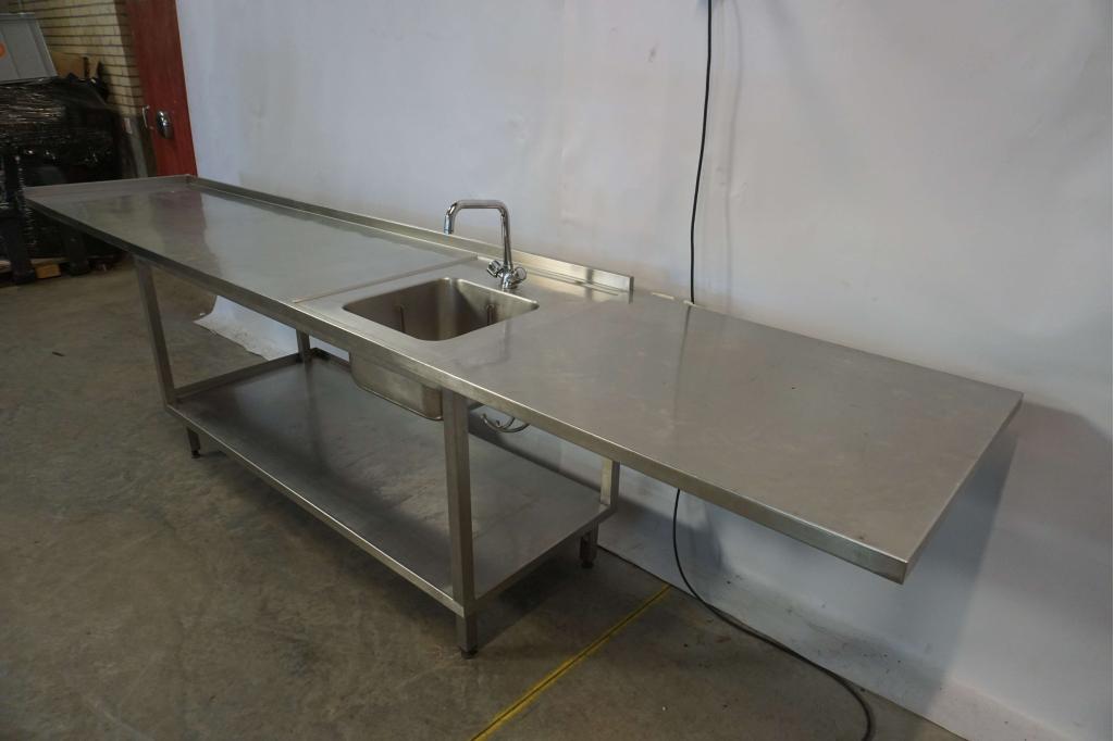 RVS werktafel spoeltafel aanvoertafel afvoertafel horeca, Niet ingevuld, Gebruikt, RVS Meubilair, Niet ingevuld