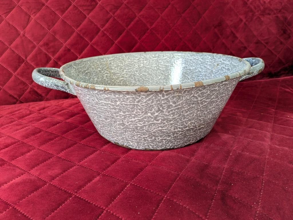 Grijs gewolkt emaille schaal, Ophalen of Verzenden, Overige materialen