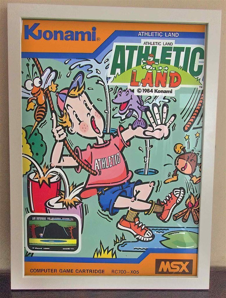 MSX KONAMI - Athletic Land Poster in Frame, Verzamelen, Ophalen of Verzenden, Nieuw, A1 t/m A3, Film en Tv