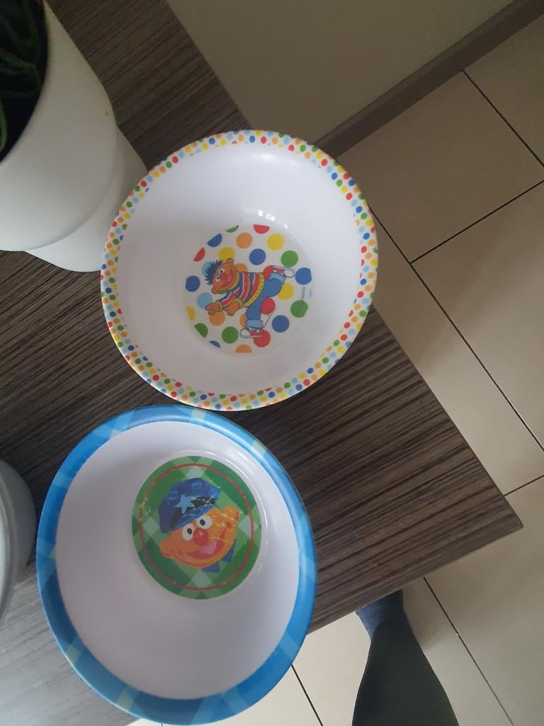 Sesamstraat kinderkommen - Ernie en Bert, Overige materialen, Gebruikt, Ophalen of Verzenden, Kom(men)