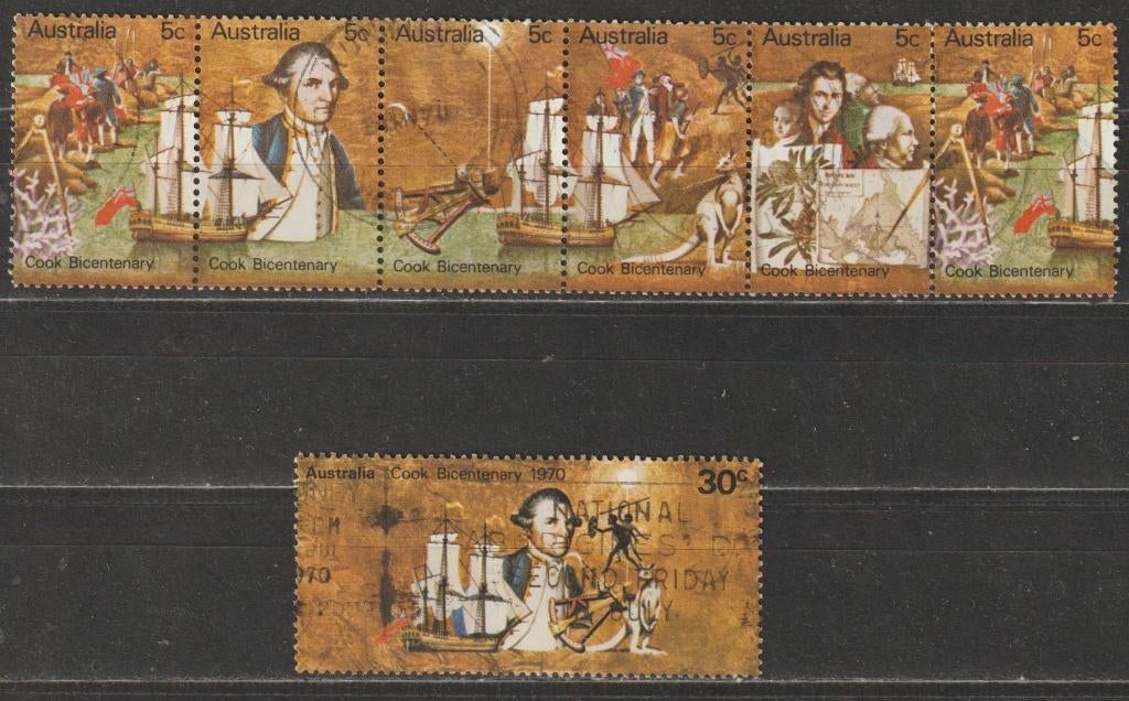 1039. Australie 437/42 gest. James Cook, Ophalen of Verzenden, Gestempeld