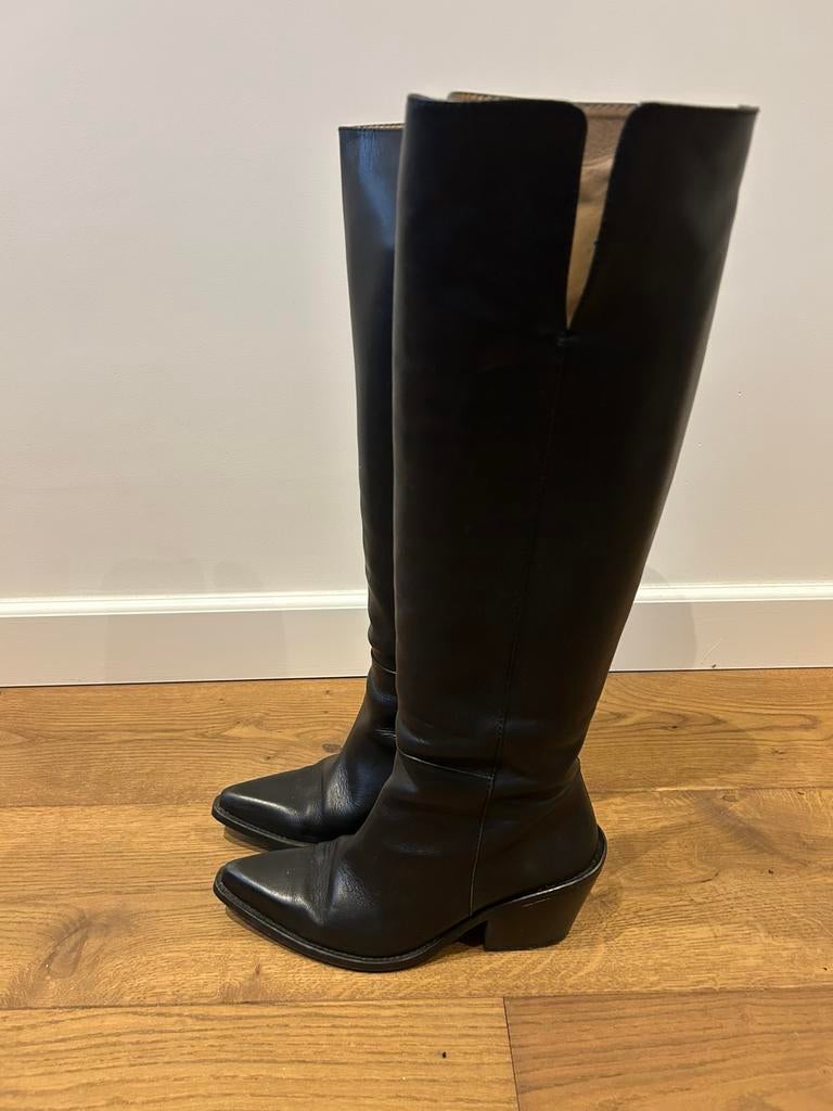 Bronx leren laarzen maat 37, Ophalen of Verzenden, Zo goed als nieuw, Zwart, Hoge laarzen