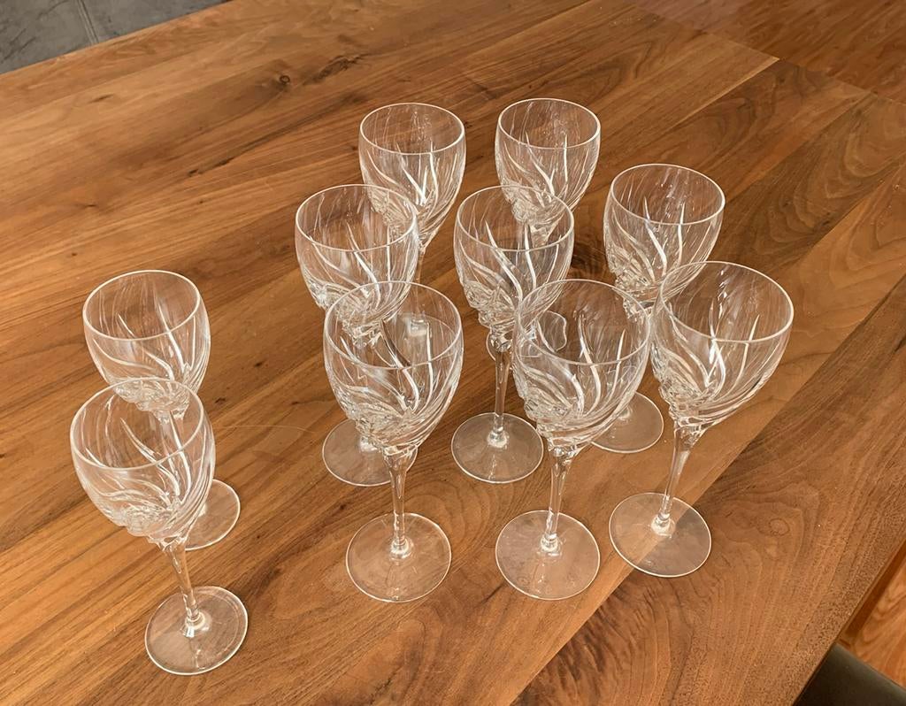 10 kristallen wijnglazen, Ophalen of Verzenden, Zo goed als nieuw, Overige typen