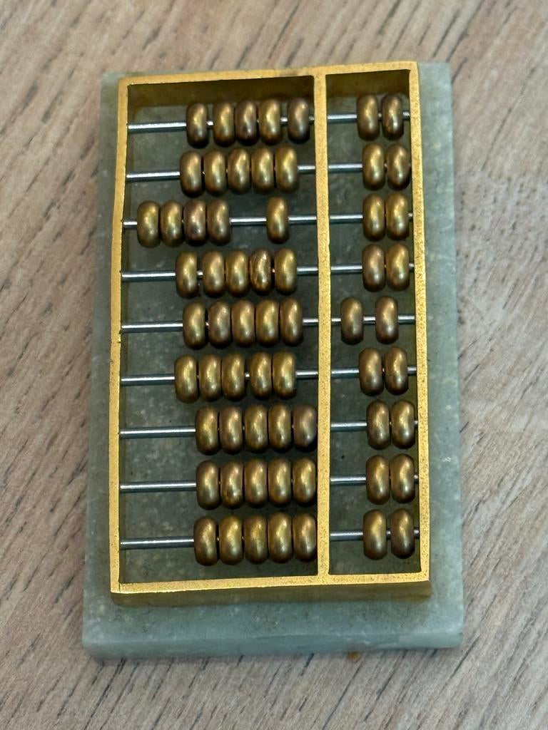 Antieke Chinese Abacus met Jade en Messing in Doosje, Ophalen of Verzenden