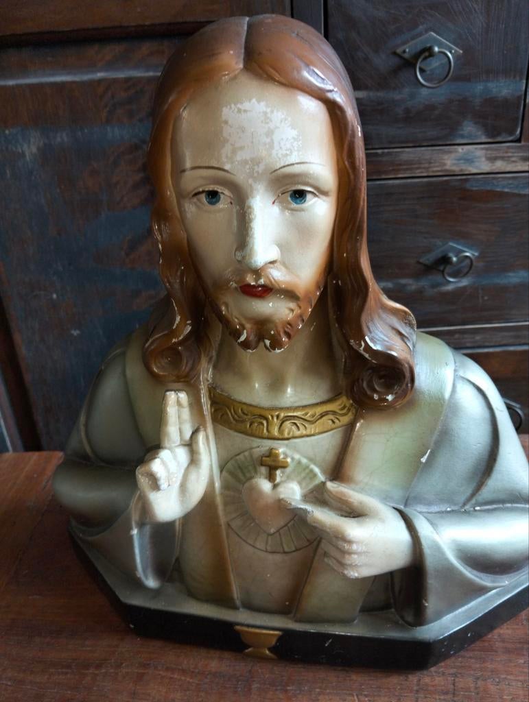 Borstbeeld Jezus Christus
Religie Religieuze, Ophalen of Verzenden, Gebruikt, Beeld(je)