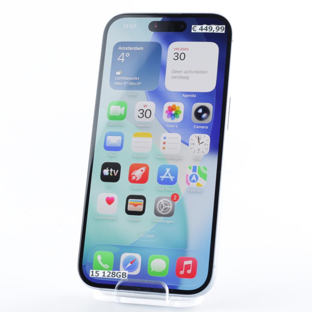 iPhone 15 128GB Blauw | Nette staat, Apple, Zo goed als nieuw, Support@apple.com, One Apple Park Way
Cupertino, CA 95014
United States