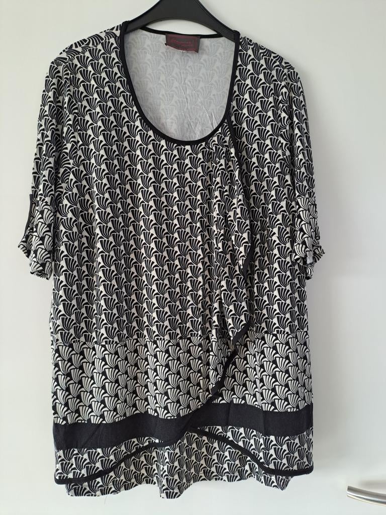 Sempre piu by chalou: zwart/wit tuniek met overslag., Kleding | Dames, Grote Maten, Nieuw, Ophalen of Verzenden, Sempre piu by chalou