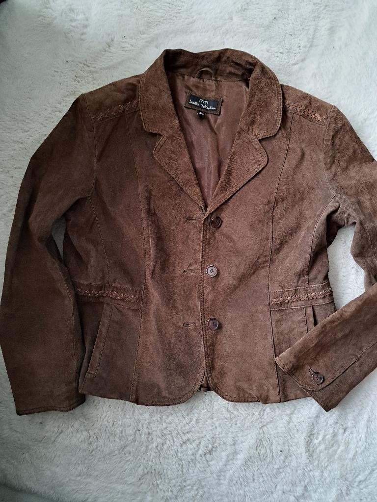 Suède jasje 46, Bruin, Maat 46/48 (XL) of groter, Ophalen of Verzenden, Zo goed als nieuw