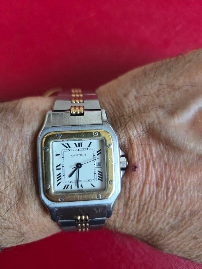Cartier Santos Carree Automatique, Sieraden, Tassen en Uiterlijk, Horloges | Heren, Overige merken, Staal, Gebruikt, Ophalen of Verzenden