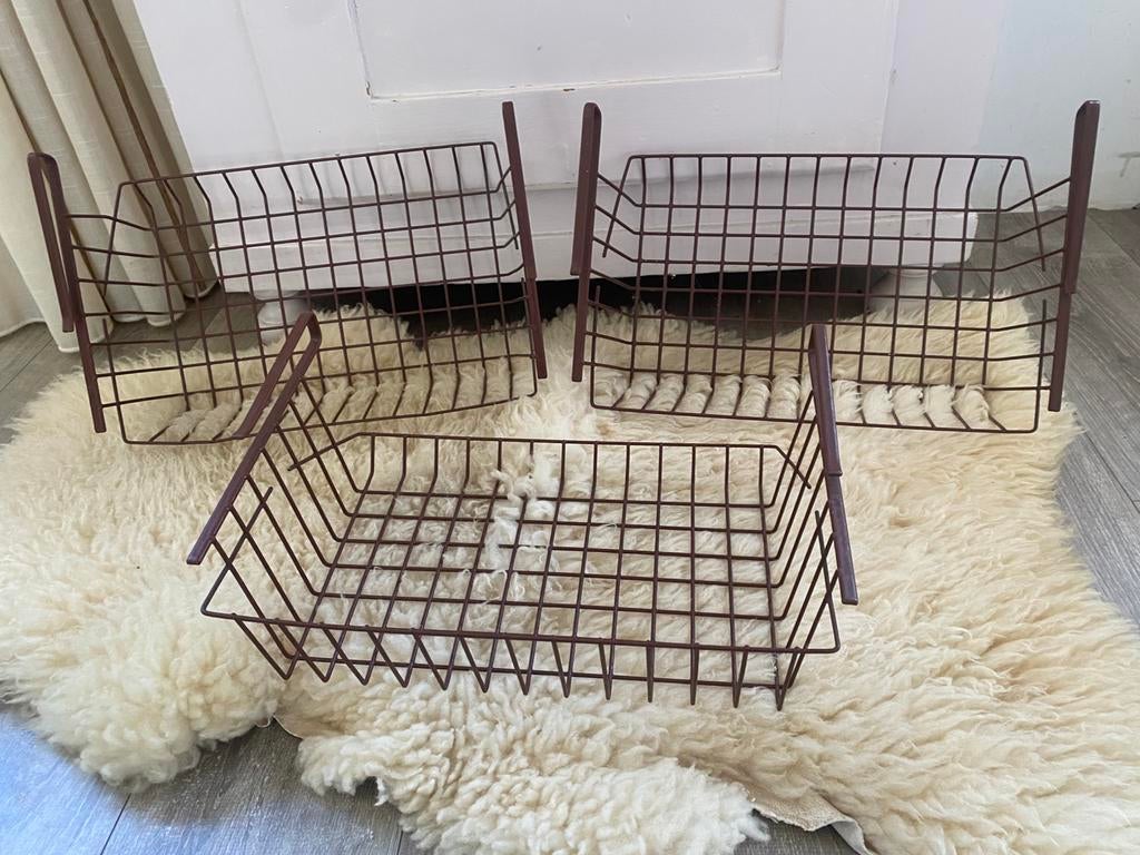 Vintage Tomado draadmanden, plankmandjes, hangmand jaren ‘70, Ophalen of Verzenden, Zo goed als nieuw, Rechthoekig, Riet