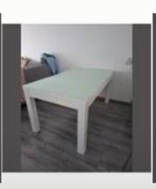 Eettafel   Wit met glazen blad breed 160/lange 100 met 4 sto, Gebruikt, 100 tot 150 cm, Glas, Modern