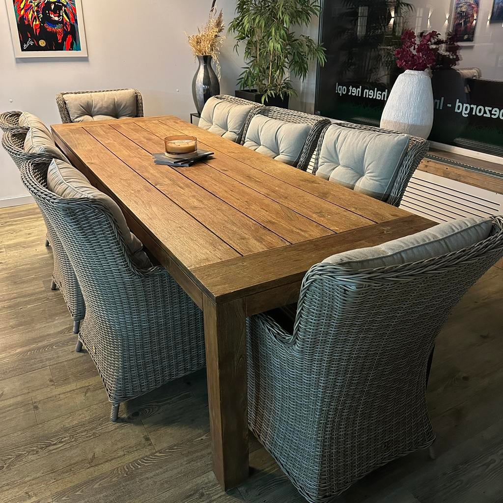 XL Mondial Tuinset – 8 stoelen – robuuste tafel — 3m bij 1m, Zenq, Verzenden, ., Zo goed als nieuw