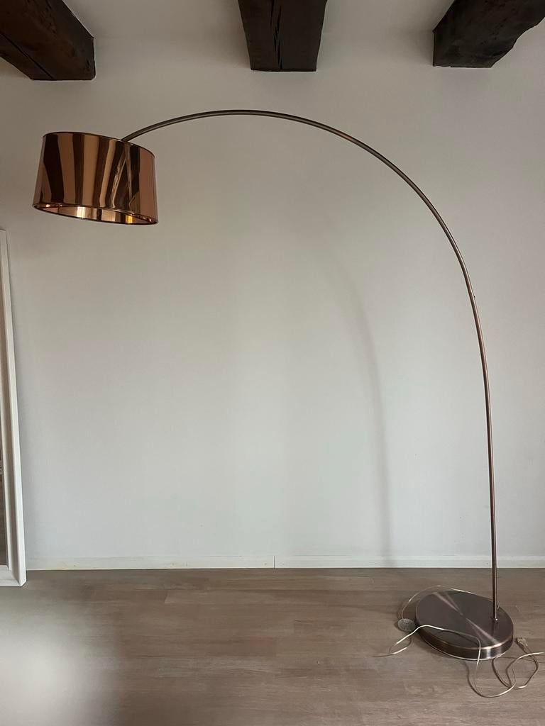 Koperkleurige Booglamp met Grote Kap, Ophalen, Gebruikt, Metaal, 150 tot 200 cm