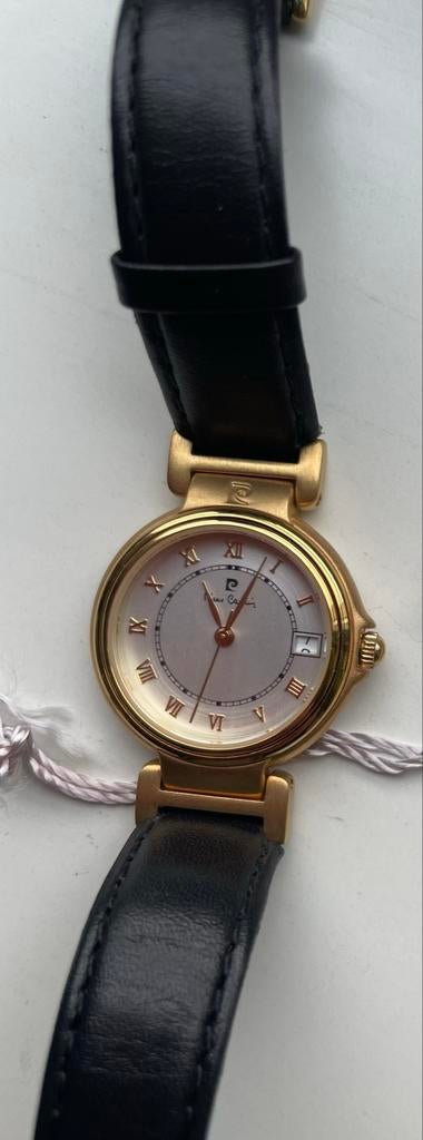 Pierre Cardin horloge met zwarte leren band, Overige merken, Overige materialen, Leer, Polshorloge