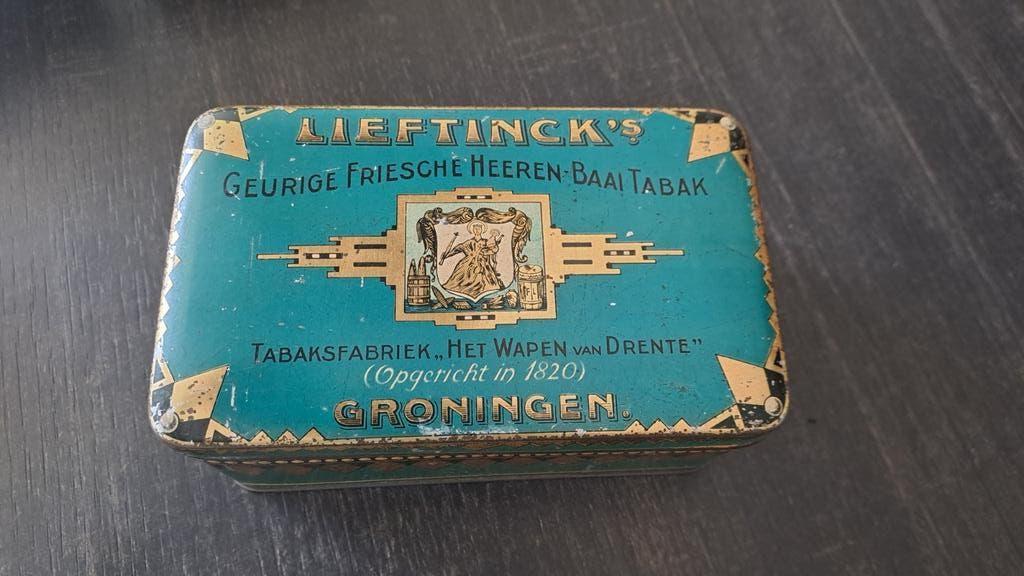 Blik Lieftinck 's friesche heeren-baai tabak, Ophalen of Verzenden, Gebruikt, Overige