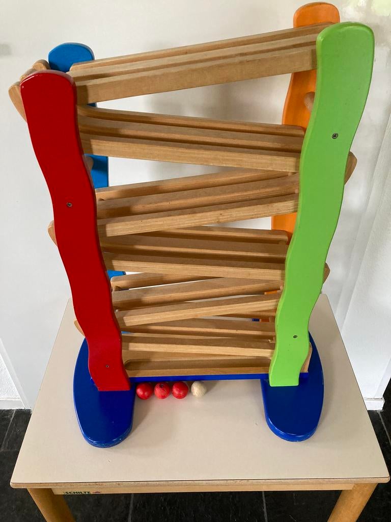 Pintoy- Stevige houten knikker/ ballenbaan, Kinderen en Baby's, Speelgoed | Houten speelgoed, Ophalen, Zo goed als nieuw